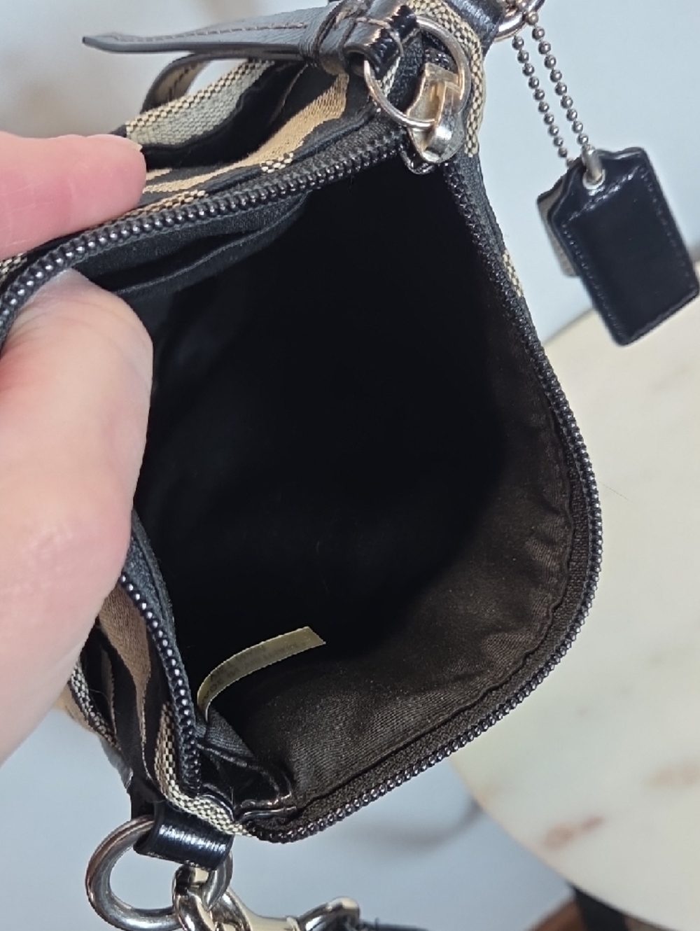 Coach Black and Tan Signature Crossbody Pouch - Picture 6 of 7